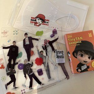 BTS Permission to Dance concert ornaments and TinyTan mask and bandage